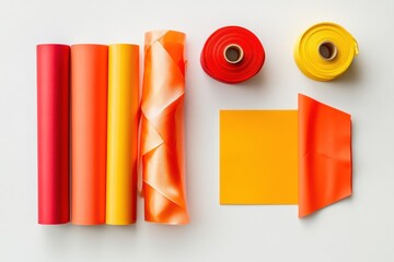 Poster - Vibrant wrapping paper, colorful ribbons, and blank cards await, perfect for creative gift presentations!. Generative AI