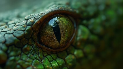 Canvas Print -  A close up of a green lizard's eye