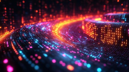 High-Tech Background with Blurred Code Lines and Colorful Glow. Generative AI