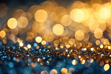 vintage glow: blurred gold glitter bokeh lights background