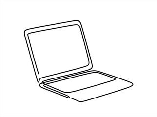 Wall Mural - single line drawing of laptop gadget isolated on white background. vector illustration