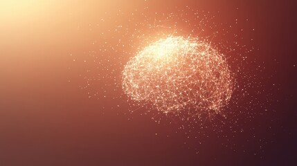 Aufkleber - A luminous brain made of glowing points and lines stands against a soft backdrop, providing ample space for text and concepts. Generative AI