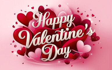 happy valentine's day typography greeting card banner decorated by hand drawn text and hearts. valen
