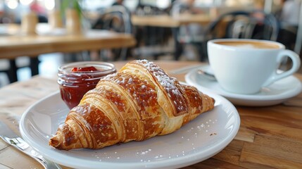 Croissant with honeyberry marmalade and a cappuccino