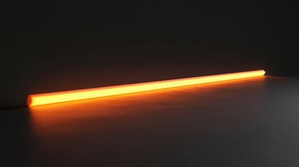 Sticker - Long orange beam of light on dark background with soft glow. Radiant. Illustration