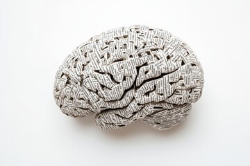 Fototapete - A brain made of words highlights the bond between language and thought, leaving room for more text. Generative AI
