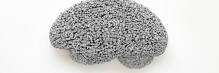 Aufkleber - Complex arrangement of words and phrases shapes a human brain, emphasizing creativity and knowledge with ample space for additional text. Generative AI