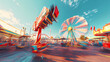 © Thiago - Colorful carnival fun - bright rides and games. generative ai. Carnival. Illustration