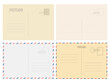 © Angela Ksen - Realistic postcard template set with place for stamp. Cardboard postcard in retro vintage style. Vector EPS 10