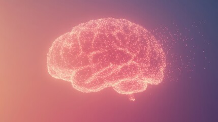 Leinwandbilder - A vibrant brain glowing with light points and lines symbolizes ideas and innovation, featuring clear space for additional text or messages. Generative AI