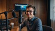 © Eidoran - Smiling Podcast Host in Studio Setting