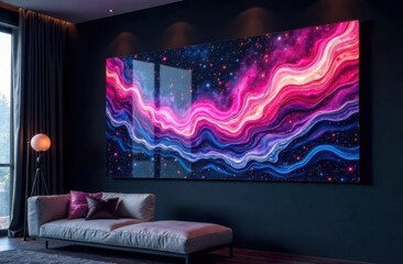 Aufkleber - Futuristic decor blending metallic shine and artistic fluidity.
