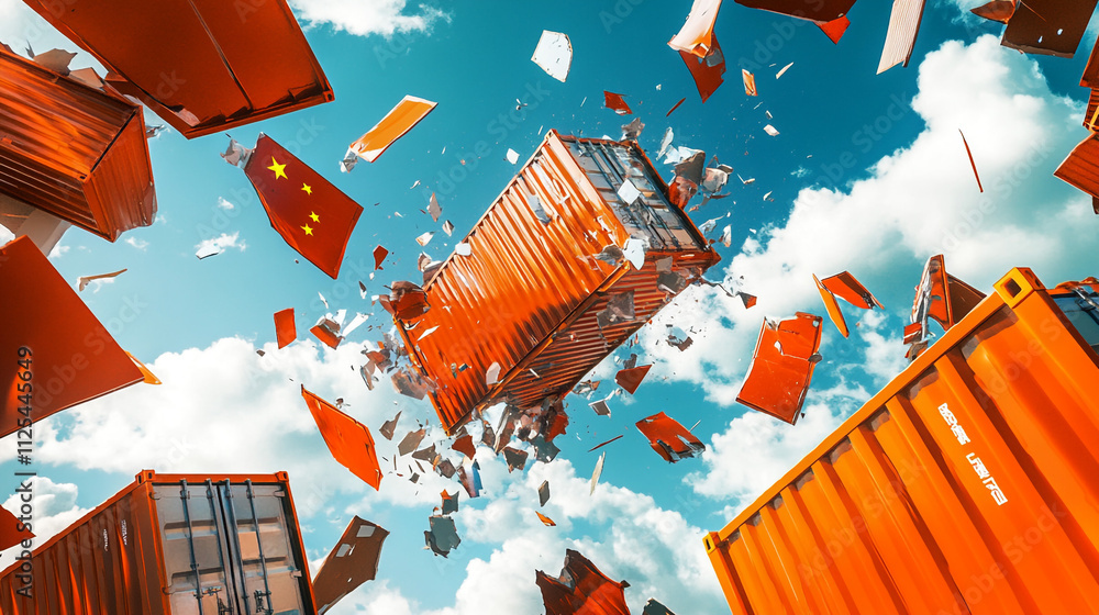 Exploding Shipping Container Global Trade Crisis Cargo Damage Logistics ...