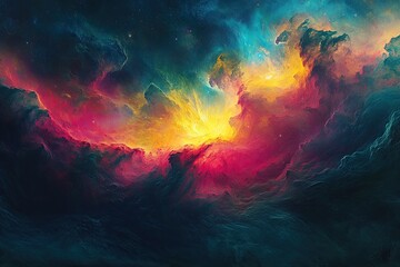 Wall Mural - Colorful space galaxy, cloudy nebula. Starry night space background.
