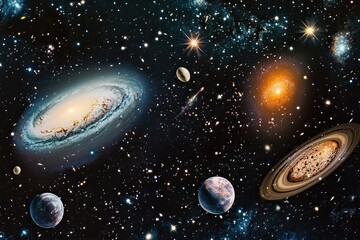 Wall Mural - Galaxy background with stars and planets. Fantasy galaxy background. Space background. Universe background. Space. 