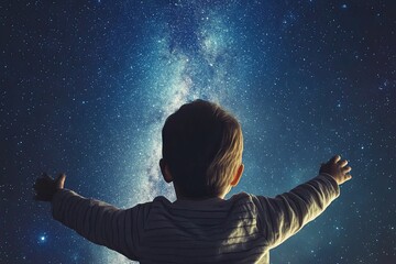 Wall Mural - Panoramic view of a space photograph of the Milky Way galaxy with stars against the night sky. 