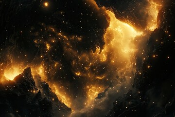 Wall Mural - Space scene with stars in the galaxy. Panorama. The universe is filled with stars, nebulae and galaxies.