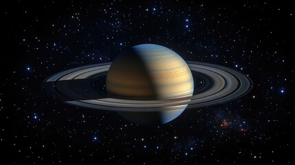 Wall Mural - a planet with a prominent ring system in the center, perfect for astronomy or science illustrations