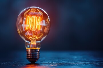 Wall Mural - a close-up shot of a light bulb on a table