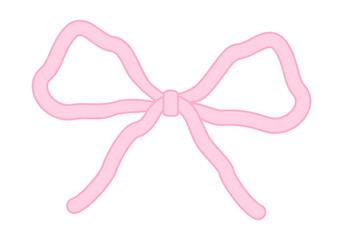 Wall Mural - abstract pink ribbon bow. vector flat design with bow in retro style. coquette and balletcore aesthe