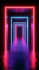 Canvas Print - Neon Tunnel Corridor - Vibrant Architecture Design