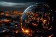 © c80 - Glowing digital depiction of Earth captured from a high vantage point during twilight