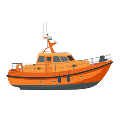 Wall Mural - Nautical lifeboat icon flat on white isolated background, vector design.