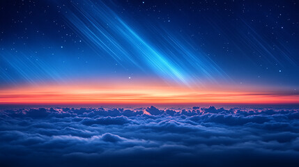 Wall Mural - mesmerizing image of Earth bathed in blue light, with a shining horizon and stars along the side, symbolizing vastness, hope, and the infinite potential of the universe