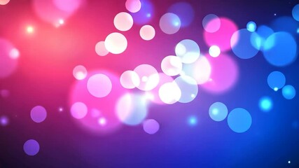 Canvas Print - Colorful bokeh lights float against a dark blue and pink background, creating a festive and cheerful atmosphere perfect for celebrations and holiday events