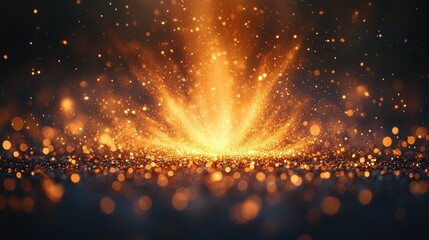 Wall Mural - a single light source shines brightly on a dark background, suitable for use in scenes where attenti