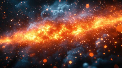 Wall Mural - a vibrant orange and blue galaxy with swirling clouds and stars
