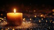 © imagineRbc - A candle is lit in a dark room with a lot of sparkles on the ground. The candle is surrounded by glitter, which gives the scene a festive and magical atmosphere