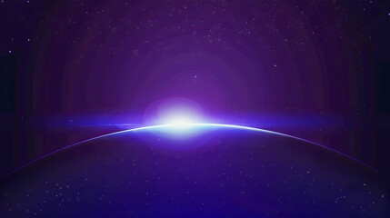 Wall Mural - Stunning cosmic sunrise over planet with vibrant purple space background