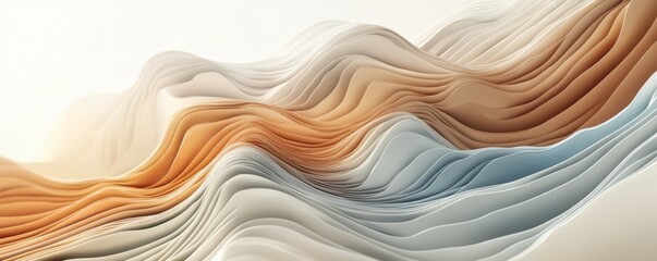 Wall Mural - Gradient wave curves, calming earth tones, elegant flow,