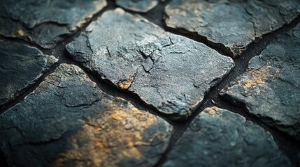 Poster - A close-up view of a stone surface featuring a small leaf