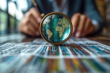 Wall Mural - a person examining something closely with a magnifying glass