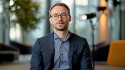 Leinwandbilder - A professional recording session takes place in a contemporary television studio with a focus on media technology and communication strategies. Generative AI