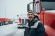© NikoG - Portrait of a middle aged Hispanic female truck driver