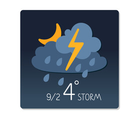Wall Mural - weather forecast shows storm with rain and lightning expected on september 2nd