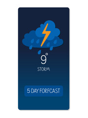 Wall Mural - Storm warning with heavy rain and lightning forecasted for the next five days