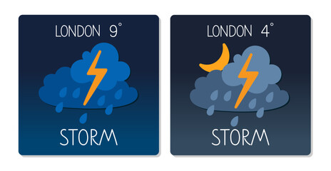 Wall Mural - Weather forecast for London indicating a storm with varying temperatures in October