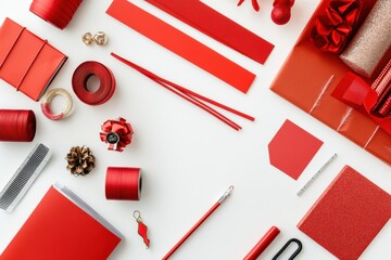 Poster - Brightly colored gift wrapping items are organized neatly, providing ample space for customized greetings and personal touches. Generative AI