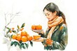 © Hungarian - Woman Enjoys Oranges and Tea in Winter Wonderland