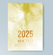 © REZI - Happy new year 2025 card template with watercolor background