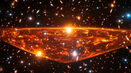 Wall Mural - Abstract space background featuring luminous nebulas and scattered galaxies. Swirling patterns of cosmic dust and glowing stars enhance the ethereal beauty.