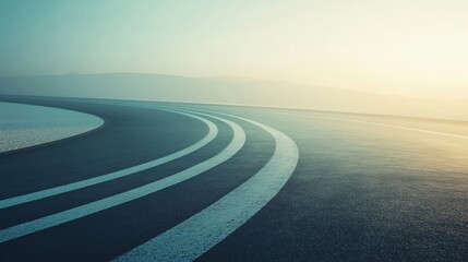 Aufkleber - A curved running track leads into the distance, blanketed in soft light, evoking a sense of serenity and motivation for athletes. Generative AI