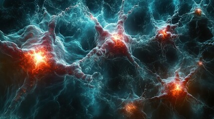 Wall Mural - A blue and red galaxy with many stars and a few red dots. Generative AI