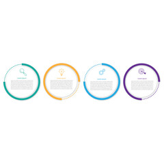 Wall Mural - business info template. 4 steps timeline journey. process diagram, 4 options on white background.