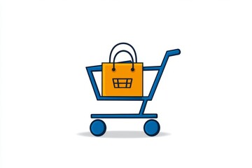 Aufkleber - A flat design of an ecommerce storefront interface, featuring clean lines, a buy button, and a cart icon