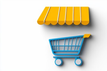 Aufkleber - A flat design of an ecommerce storefront interface, featuring clean lines, a buy button, and a cart icon